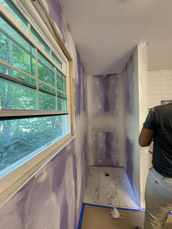 Purple drywall for shower